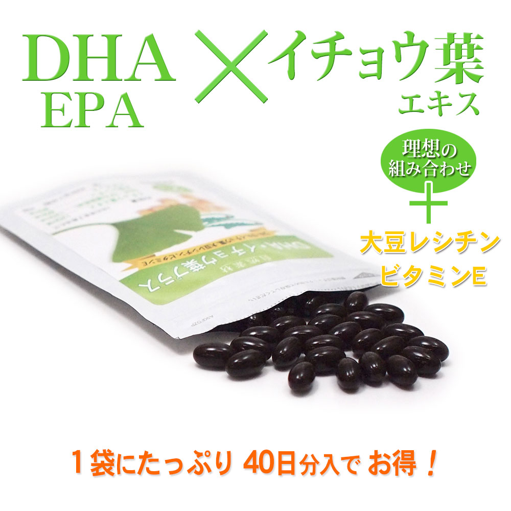 DHA・EPA×イチョウはエキスさらに大豆レシチンとビタミンE配合。１袋に40日分入でお得！